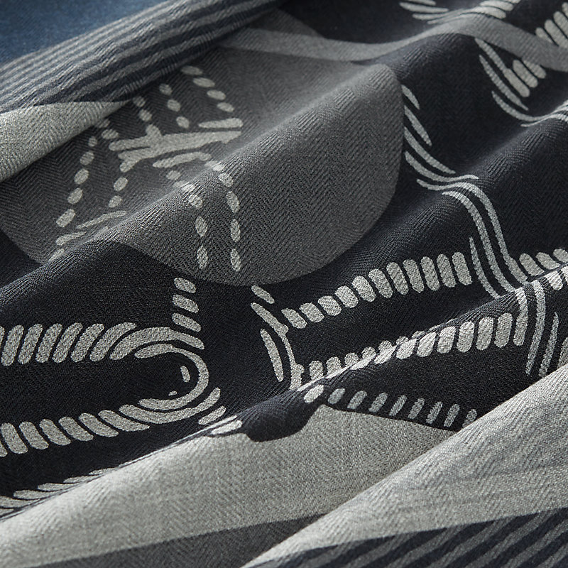 Cheval a la Couverture Spirale scarf 100 - Blue | Hermès USA